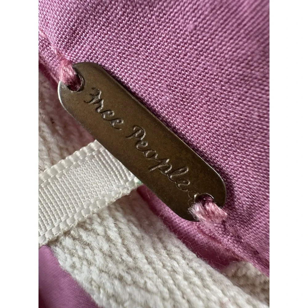 Free People Oversized Button Down Pink Open‎ Tie Back Shirt Size Small
